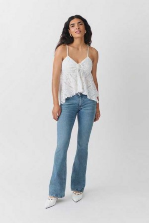 Women Gina Tricot Low Waist Bootcut Jeans Blue | 48SCXUBHV