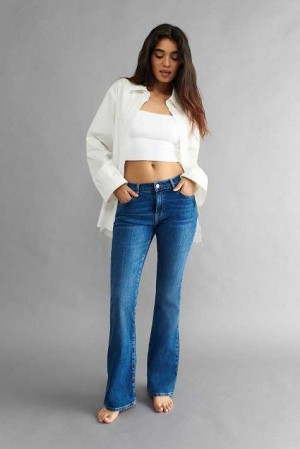 Women Gina Tricot Low Waist Bootcut Jeans Blue | 67YDBNEVQ