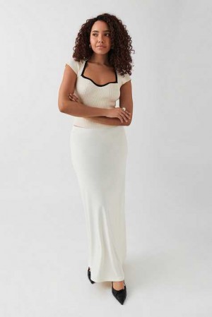 Women Gina Tricot Low Waist Maxi Skirts White | 73UDBRAMH