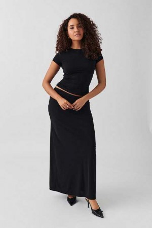 Women Gina Tricot Low Waist Maxi Skirts Black | 08AVSBJXP