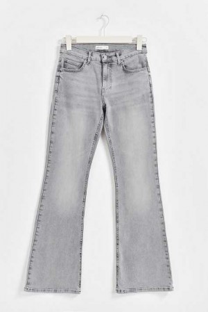 Women Gina Tricot Low Waist Tall Bootcut Jeans Grey | 74MWVFATU