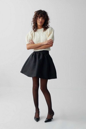 Women Gina Tricot Mini Balloon Skirts Black | 93KEHSYIU