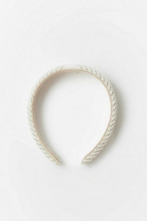 Women Gina Tricot Pearl Headband White | 01GSMAUKP