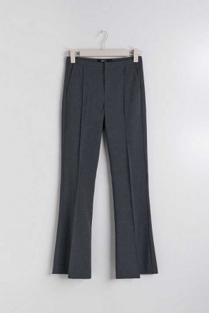 Women Gina Tricot Petite Bootcut Trousers Grey | 53FXJVZCR