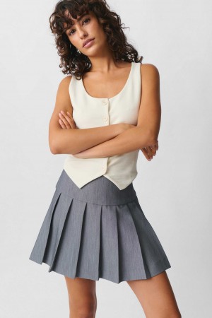 Women Gina Tricot Pleated Mini Skirts Grey | 25CXTSUMP