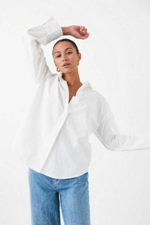 Women Gina Tricot Poplin Shirts White | 81YDETCGK