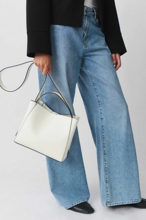 Women Gina Tricot Pu Midi Bag White | 42ABNCPXR