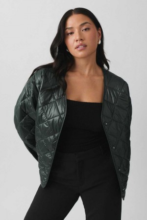 Women Gina Tricot Quilted Jacket Green | 19QNTZMHR