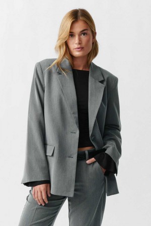 Women Gina Tricot Relaxed Blazer Grey | 58CJNEMLI