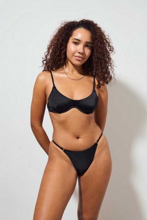 Women Gina Tricot Ring Bikini Bottom Black | 61JUZOTPE