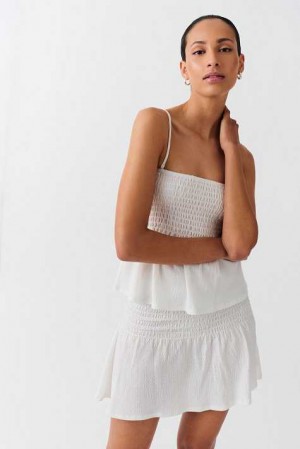 Women Gina Tricot Short Smock Skirts White | 80RGWAFQP