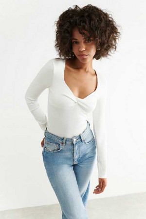 Women Gina Tricot Soft Touch Jersey Tops White | 96FNXUCIG