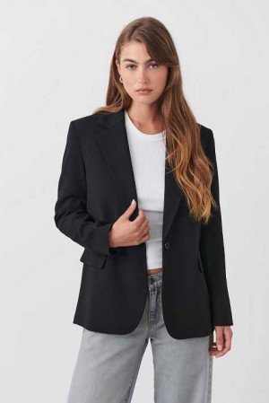 Women Gina Tricot Straight Regular Blazer Black | 60UJHKQCV