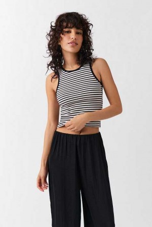 Women Gina Tricot Striped Soft Tank Top White | 10HSYIDGB