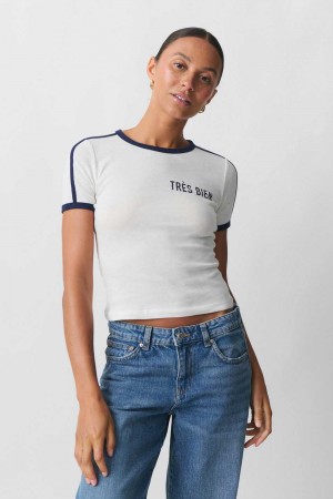 Women Gina Tricot Tight T Shirts White | 27GRTQIFL