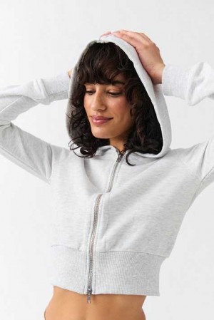 Women Gina Tricot Zip Hoodie Grey | 14LQTIHGX