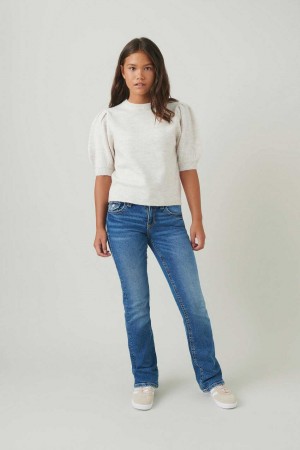 Young Gina Tricot Chunky Low Flared Jeans Blue | 13DUELTRS