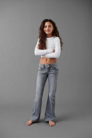 Young Gina Tricot Chunky Low Flared Jeans Grey | 98IJNXYOF