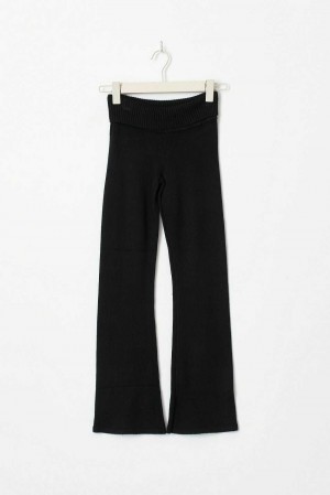 Young Gina Tricot Knitted Yoga Pants Black | 52OKJNQFM