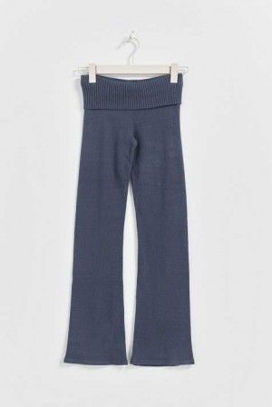 Young Gina Tricot Knitted Yoga Pants Blue | 89QMLVPRG