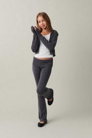 Young Gina Tricot Knitted Yoga Pants Grey | 27LCFJGIY