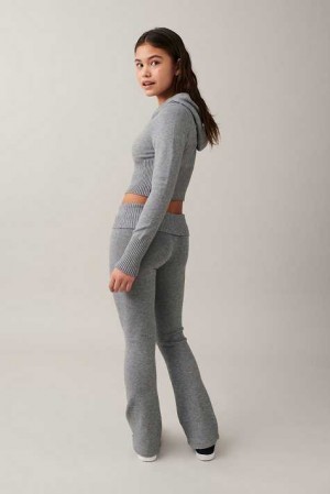 Young Gina Tricot Knitted Yoga Pants Grey | 69WLHBMFE