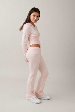 Young Gina Tricot Knitted Yoga Pants Pink | 94CULPHZR