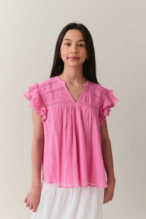 Young Gina Tricot Y Boho T Shirts Pink | 41WVTIBDH