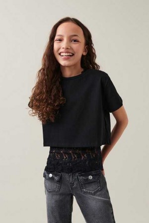 Young Gina Tricot Y Cropped T Shirts Black | 81YPNZLFJ