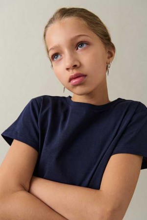 Young Gina Tricot Y Cropped T Shirts Blue | 69ZRPGUOT