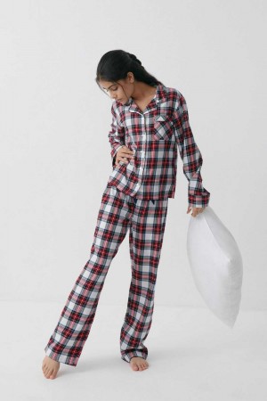 Young Gina Tricot Y Flannel Pajama Pants Red | 20YJEMLKW