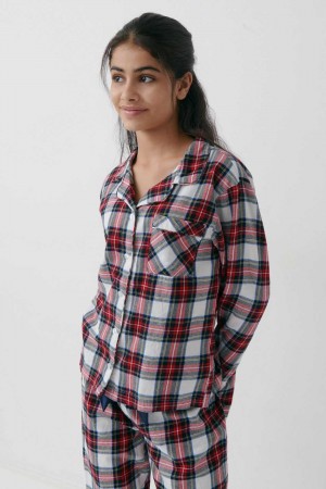 Young Gina Tricot Y Flannel Pj Shirts Red | 03PXWASUJ