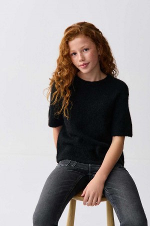 Young Gina Tricot Y Knitted T Shirts Black | 25PTGSEWO