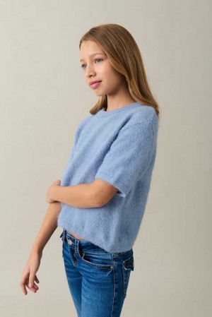 Young Gina Tricot Y Knitted T Shirts Blue | 41GJTXHLW