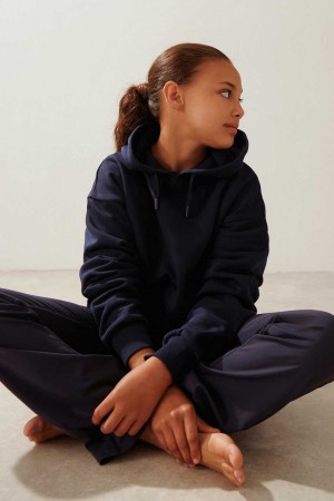 Young Gina Tricot Y Oversized Hoodie Blue | 16LUXNVYS