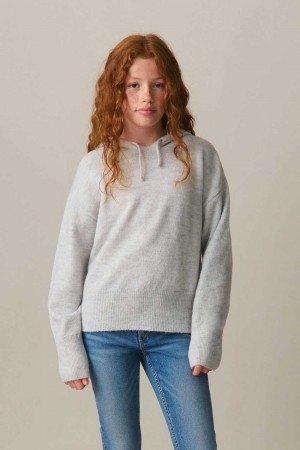 Young Gina Tricot Y Soft Knitted Hoodie Grey | 56DYKNXSR